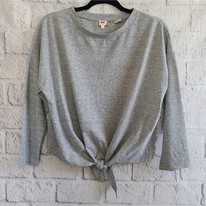 Levi's Long Sleeve Gray Tie Blouse Size Small